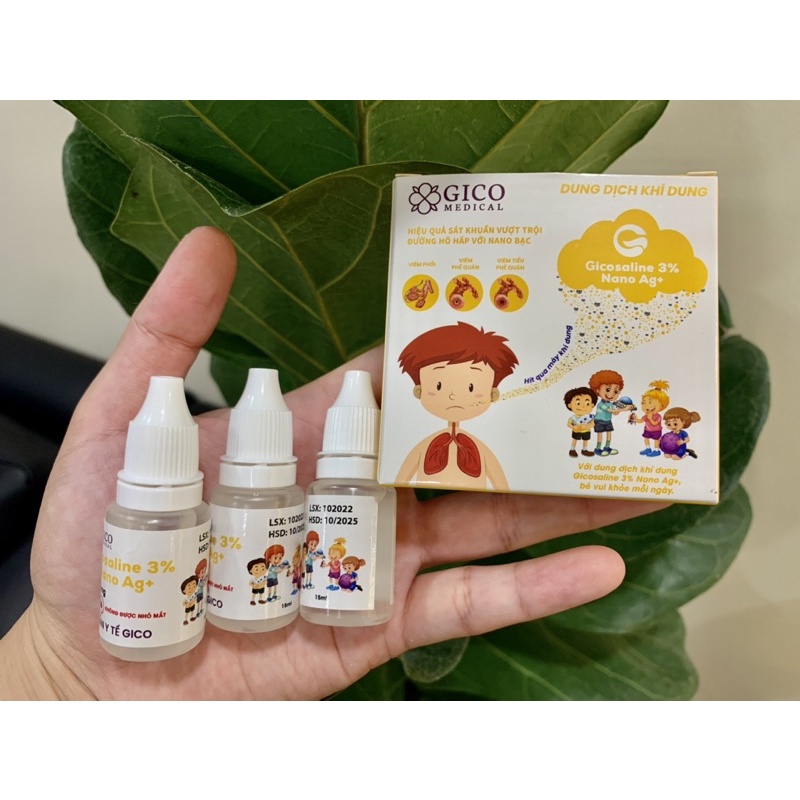 Dung Dịch Xịt Mũi Muối Ưu Trương Gicosaline 3% Nano Bạc, Nước muối nhỏ mũi sinh lý vệ sinh cho bé, Trị Ho, Loãng Đờm