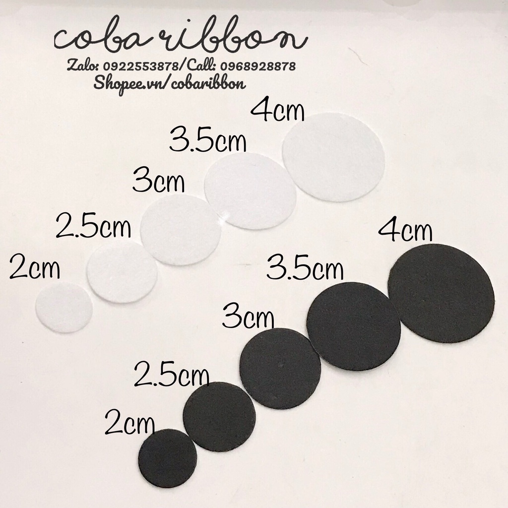 50 cái - Đế vải dạ hình tròn màu đen/trắng, nhiều kích cỡ