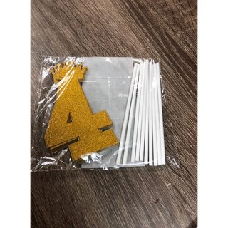 SET 5 Que cắm số nhũ vàng