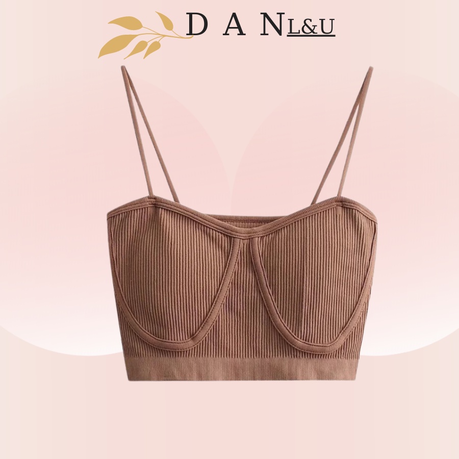 Áo Ngực Bra Hai Dây Chất Cotton Gân Tăm Viền Nổi Sexy DAN L&U 1821