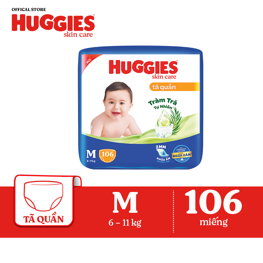 Tã quần Huggies Skincare Mega Jumbo M106/L96+8/XL84+4/XXL76+4