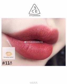 [Hàng chính hãng ] Son 3CE vỏ đen 118 - Đỏ nâu