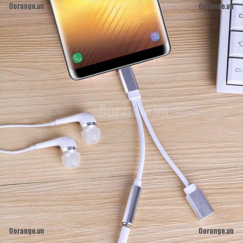 Cáp cổng c chia 2 đầu âm thanh 3.5 mm + USB type C tiện dụng