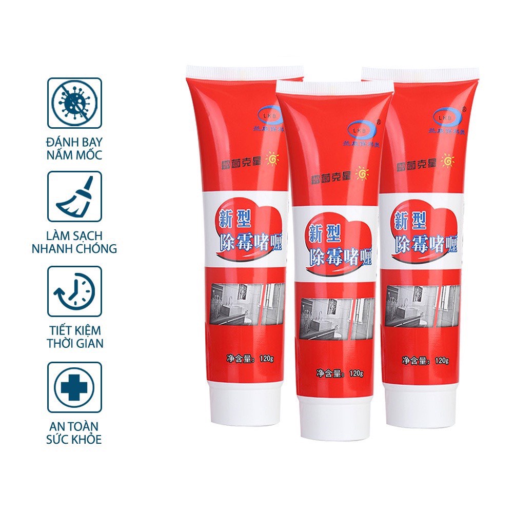 el Tẩy Mốc Đa Năng LKB 120ml - Tẩy Nấm Mốc Silicon, Cao Su Mắt Giặt, Tủ Lạnh, Mốc Chân Tường Cực Mạnh CLOVER