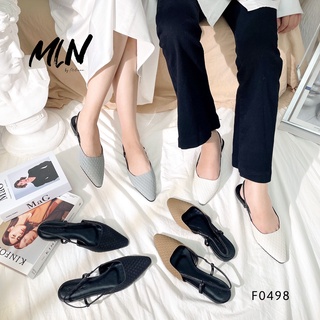 GIÀY SANDAL NỮ SLINGBACK ĐẾ BỆT BÍT MŨI LIỆU GIẢ MÂT HẬU HỞ GÓT GÀI F0498