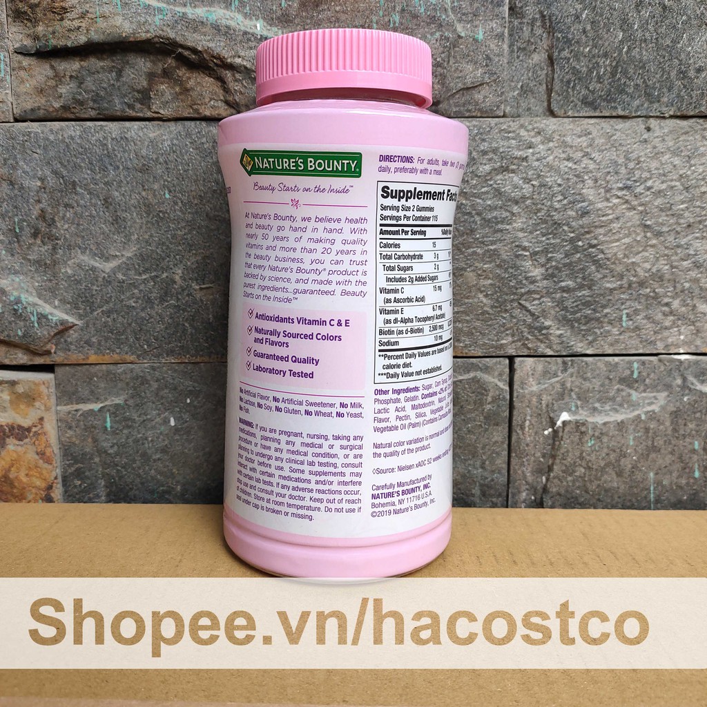 [Mã COS1505 giảm 8% đơn 300K] Kẹo dẻo Gummies Nature's Bounty Hair , Skin & Nails 230 viên - Mẫu mới | BigBuy360 - bigbuy360.vn