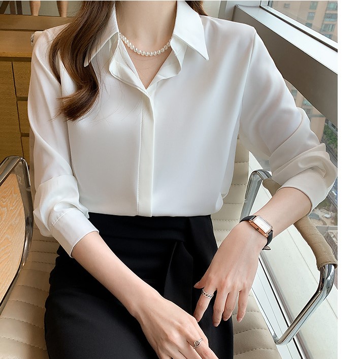 Áo Sơ Mi Nữ Công Sở Màu Trắng Cổ Đức CHIPY Kiểu Hàn Quốc Vintage Ulzzang Form Rộng Dài Tay Đẹp Chất Lụa Cao Cấp A2T | BigBuy360 - bigbuy360.vn