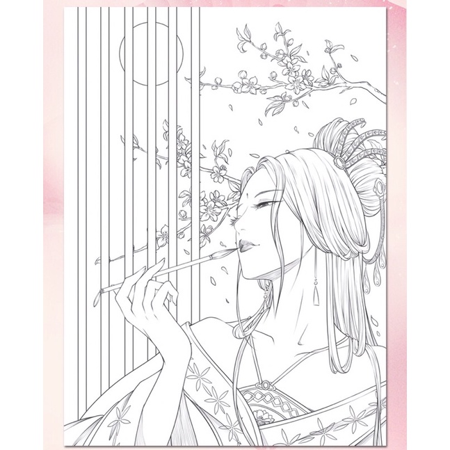 [Michi Art Store] Tư Mỹ Nhân - Tuý Hoa Nhan - Artbook nghệ thuật tranh tô màu mỹ nữ cổ phong