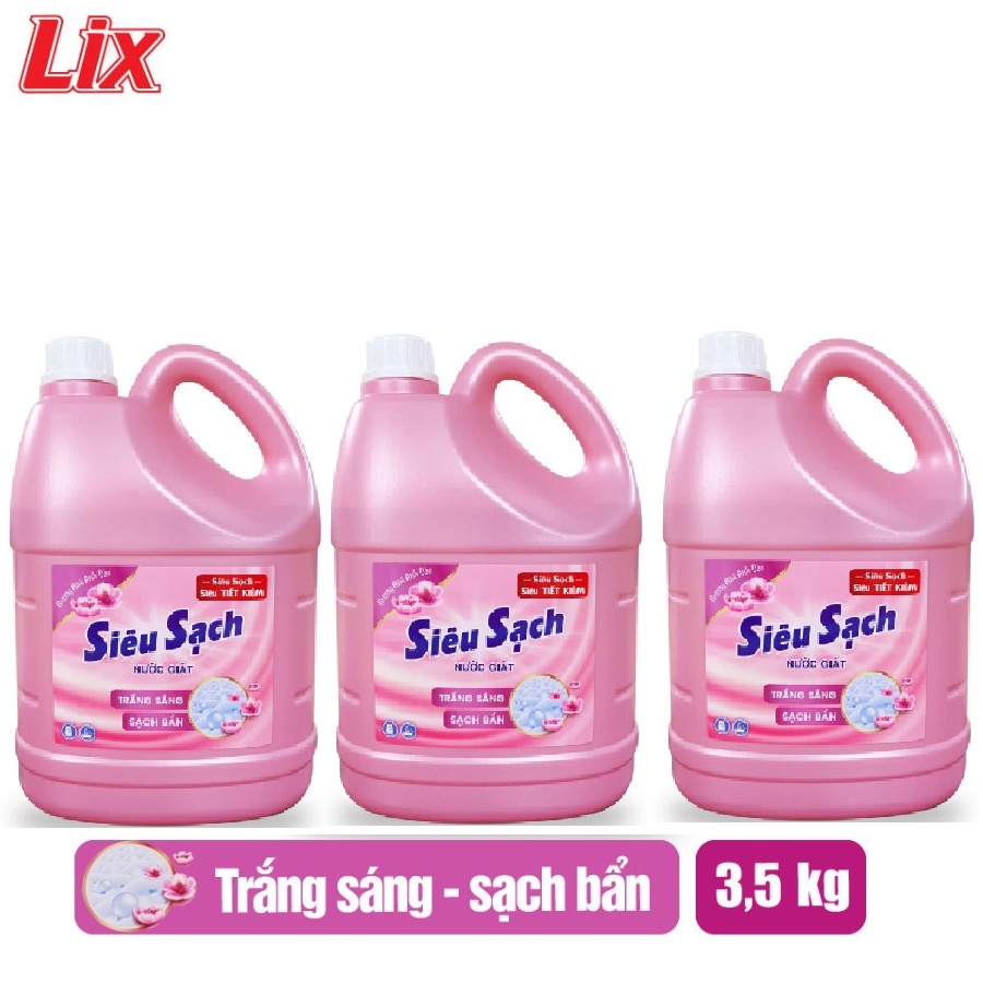 CAN nước giặt Lix Siêu Sạch Hương Hoa Anh Đào 3.5Kg - Tẩy Sạch Vết Bẩn Cực Mạnh