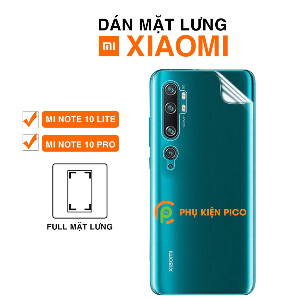 Dán lưng Xiaomi Mi Note 10 Pro / Mi Note 10 Lite full mặt lưng trong suốt PPF tự phục hồi vết xước