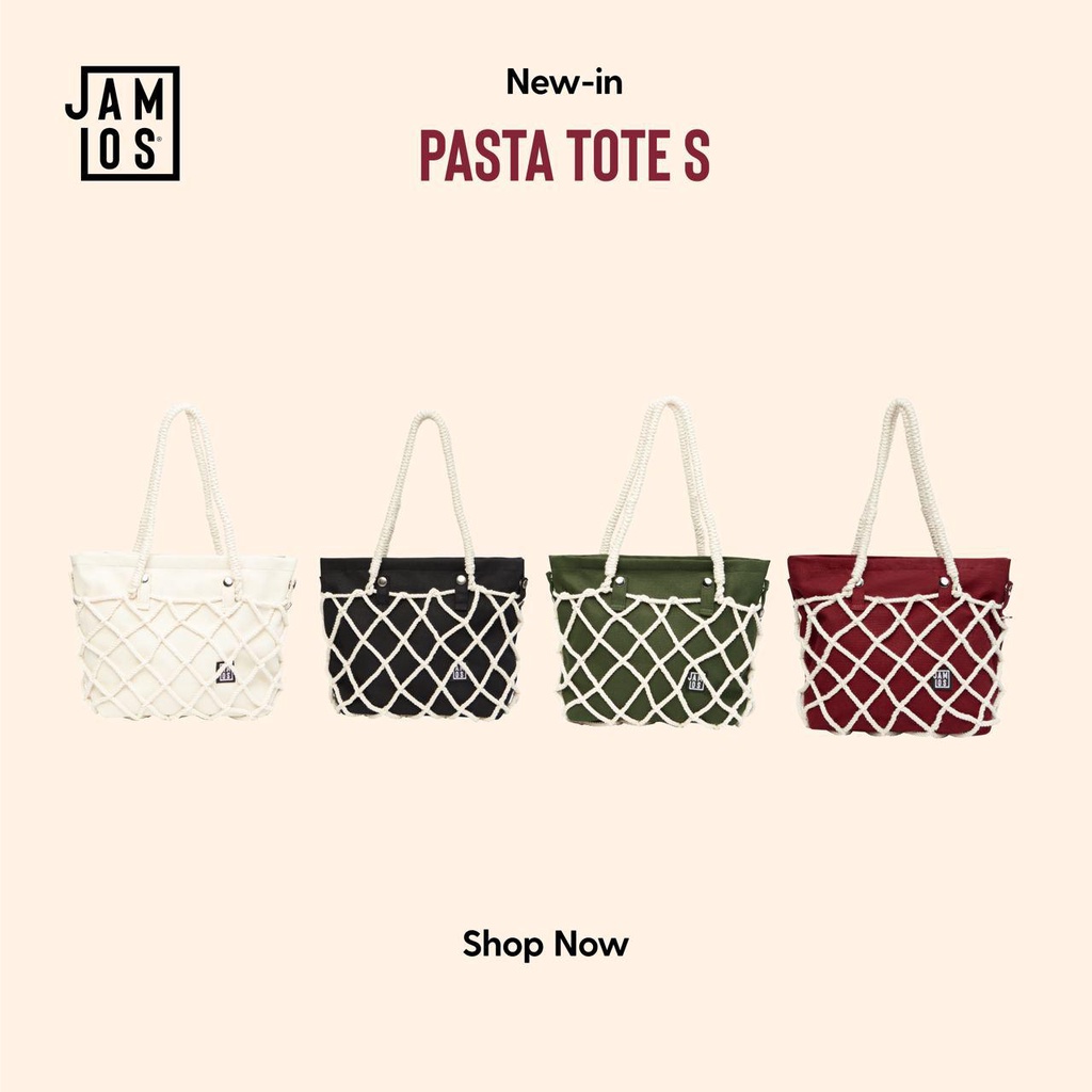 Jamlos Pasta Tote S - Túi tote canvas phối macrame phiên bản mini xách tay thời trang