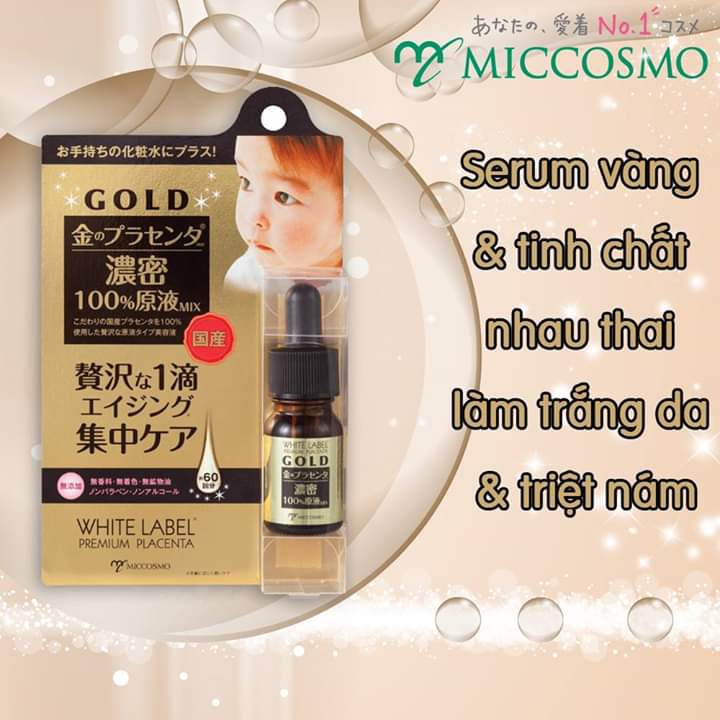 Serum Vàng Và Tinh Chất Nhau Thai Làm Trắng Da Miccosmo White Label Premium Placenta Gold Essence 10ml - (Set 3 lọ)