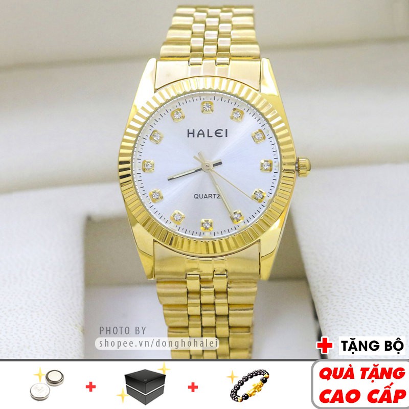 Đồng hồ nam Halei HL9999 chính hãng Gold Platinum cao cấp dây vàng sang trọng - Đồng Hồ Halei hàng chát