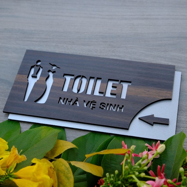 Bảng Toilet nhà vệ sinh mặt gỗ nền nhôm dán tường TL12