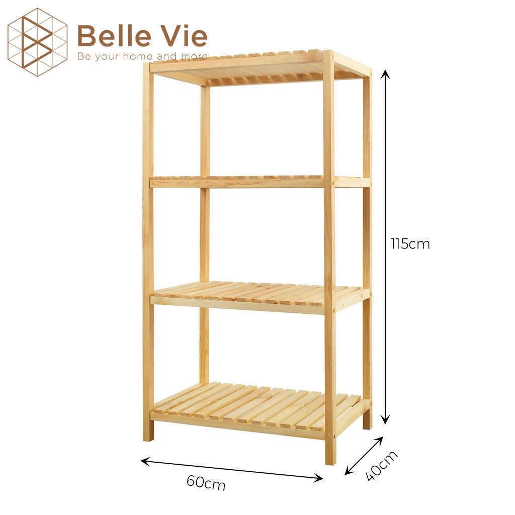 Kệ Để Lò Vi Sóng 4 Tầng BELLEVIE Kệ Bếp Gỗ Đa Năng Oven Rack 4F Lắp Ráp Đơn Giản Phong Cách Hiện Đại