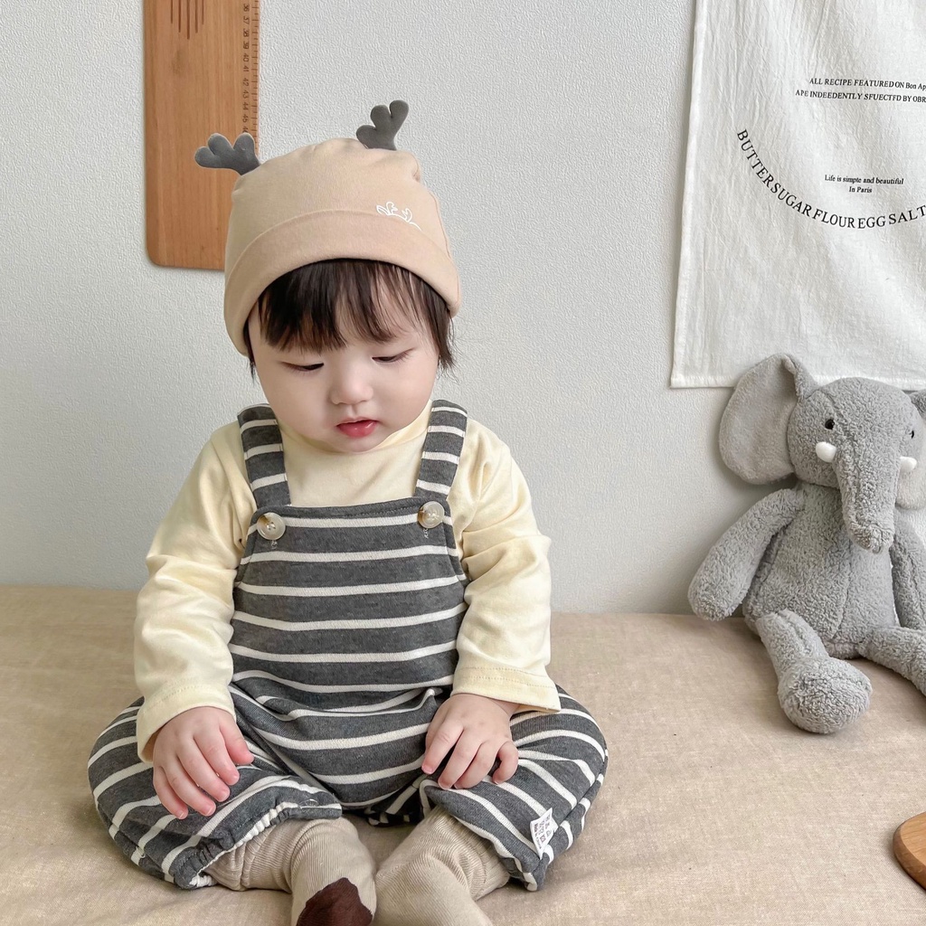 Áo Liền Quần Dài Kẻ Sọc Màu Tương Phản Phong Cách Hàn Quốc Mùa Thu 2022 Mới Cho Bé Sơ Sinh