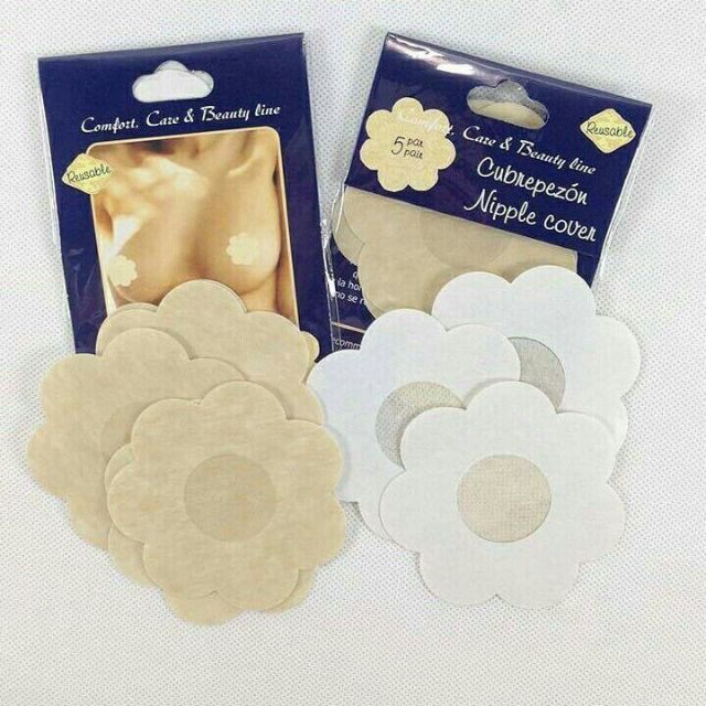Set 10 Miếng dán ngực- miếng dán nhũ hoa hoa mai - Miếng dán ti giấy, ren, vải lụa ( nhiều mẫu) loại đẹp