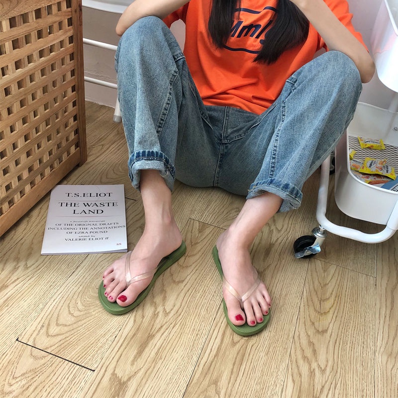 Dép Quai Ngang Trong Suốt Phối Ruy Băng Xinh Xắn Dành Cho Nữ