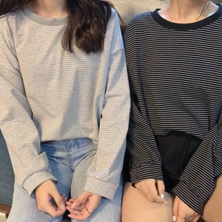 Pull kẻ dài tay dáng rộng
