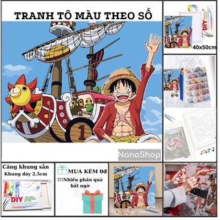 Tranh sơn dầu số hoá One Piece có khung vải Canvas Tranh tô màu theo số A1