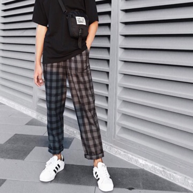 Quần Baggy Kẻ Caro XANH Ông Suông Rộng/ Nam Nữ Oversize