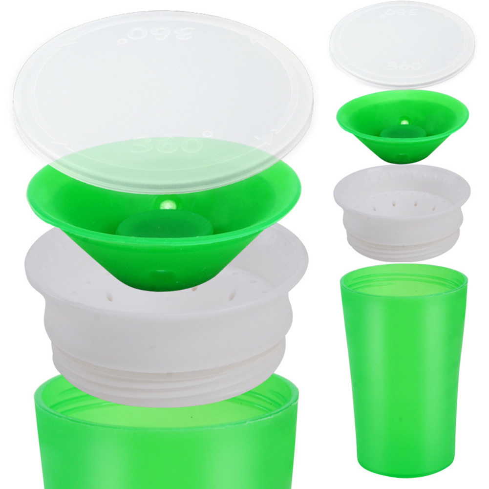 Redbuild 260ml 360 Rotary Baby Learning Drinking Cup Leakproof Feeding Bottle with Handle