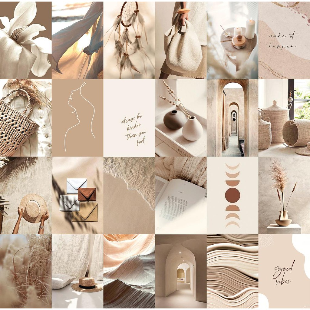 Wall Collage  keo sẵng dán tường trang trí decor phòng ngủ - theme beige