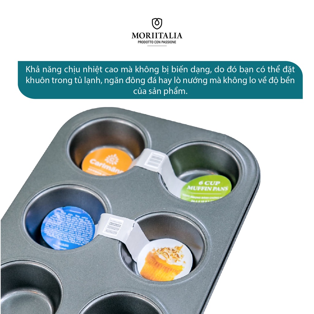 Khay nướng bánh Carlmann 6 cup siêu bền Moriitalia CM008242