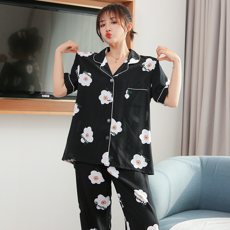 Pijama- Đồ Bộ Set Ngủ Vải Đũi Lụa Cao Cấp Sang Chảnh Áo Cộc Quần Dài CDDP01