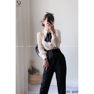 Áo sơ mi trắng Blouse thắt nơ Doris A1073
