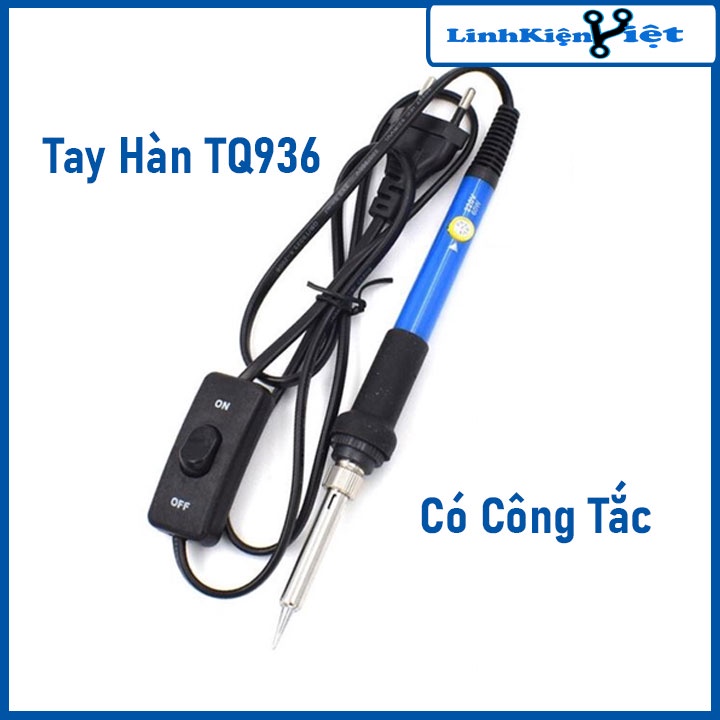 Mỏ hàn thiếc màu xanh điều chỉnh nhiệt độ tq936 60W, tay hàn nhiệt 936 + nhựa thông + thiếc hàn + 5 mũi hàn + công tắc