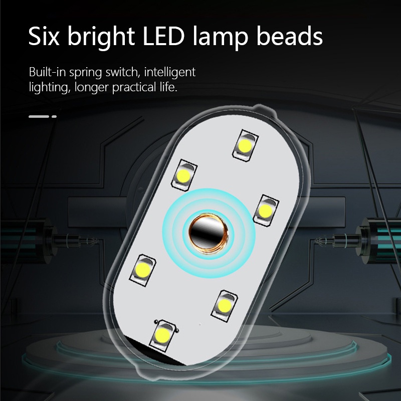 Bộ 1/2 đèn trần không dây SEAMETAL gắn xe hơi cỡ mini cảm ứng nội thất đa năng phù hợp đọc sách hình vòm USB có thể sạc