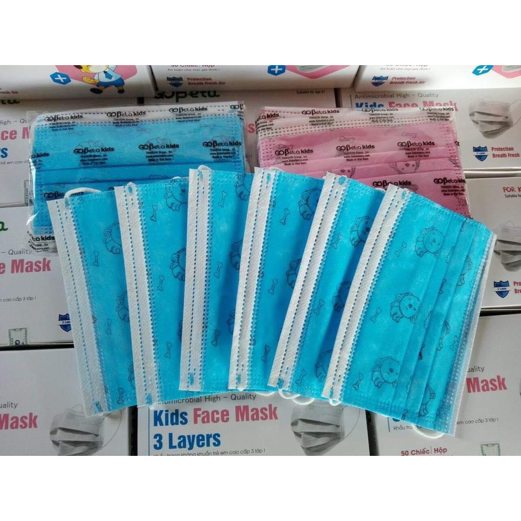 KHẨU TRANG CHO BÉ YÊU TỪ 4 TUỔI THIẾT KẾ 3 LỚP GOBETA QUAI MỀM, HIỆU QUẢ CAO, DỄ CHỊU KHI SỬ DỤNG