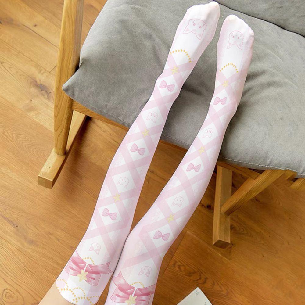 NICKOLAS Tất Dài Ngang Đùi In Họa Tiết Hoạt Hình Phong Cách Lolita