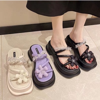 Giày Cao Gót Đính Đá Pha Lê Thiết Kế Mới Xinh Xắn Thời Trang