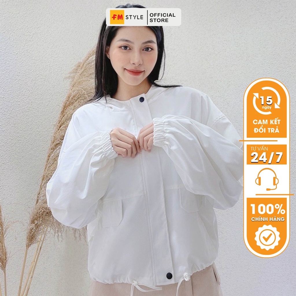 Áo khoác kaki nữ đẹp FM Style form rộng chất kaki xịn rút bo lai thời trang phong cách ulzzang 211028030
