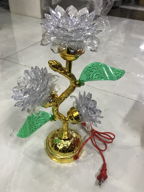 ĐÈN THỜ BA BÔNG SEN ĐỔI MÀU