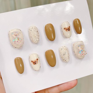 [MÓNG GIẢ THIẾT KẾ] nail box Doly xinh gắn charm gấu silicon và sticker A274