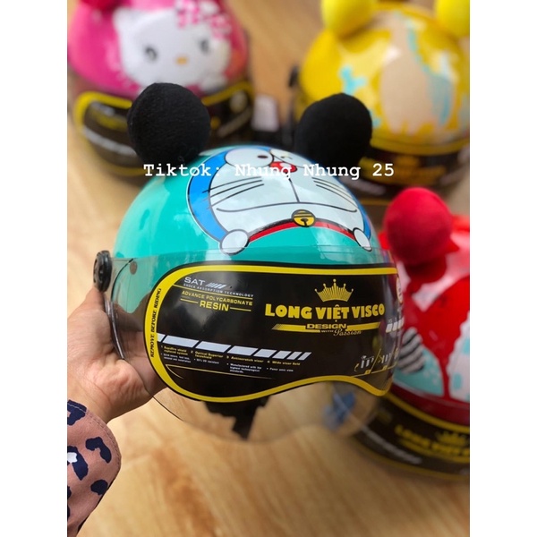 Mũ bảo hiểm lót nâu có kính cho bé 1-6tuổi chính hãng, Nón bảo hiểm trẻ em màu sắc , Nón hình đáng yêu có kính cho bé