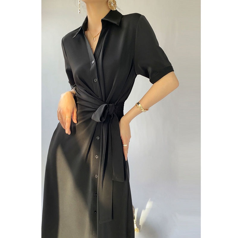 Đầm Sơ Mi Cao Cấp Dáng Dài Chiết Eo Thời Trang Mùa Hè Năm 2021 Dành Cho Nữ