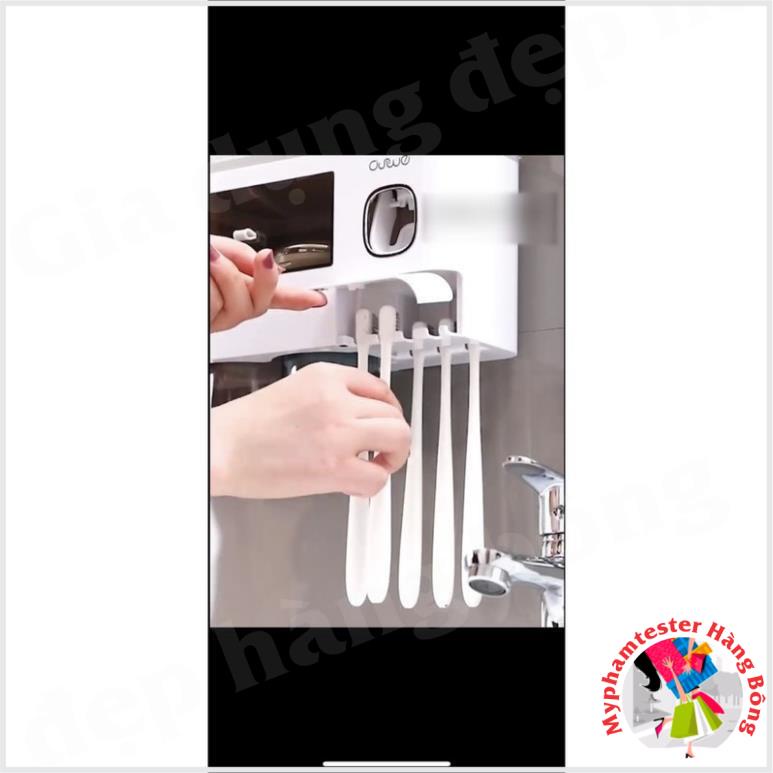 kệ để đồ phòng tắm,kệ cắm chải nhả kem tự động kèm 3 cốc hút tính từ 1909