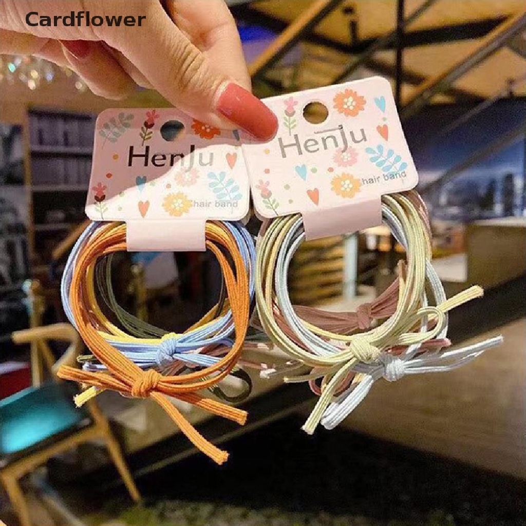 &lt; Cardflower &gt; Set 6 Dây Buộc Tóc Cao Su Thắt Nơ Hai Trong Một Đơn Giản Phong Cách Hàn Quốc