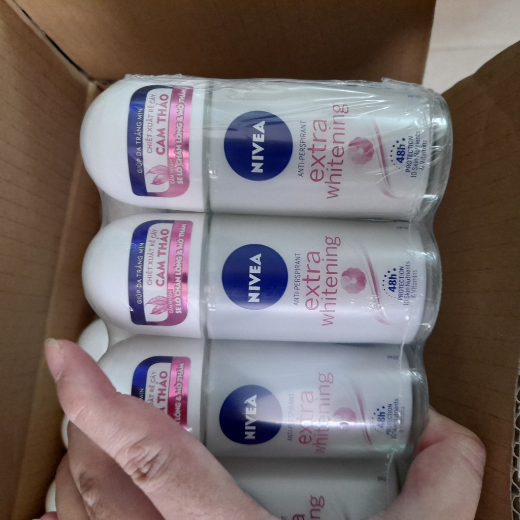 (HSD 2024 - 50ml) Lăn ngăn mùi NIVEA Extra Whitening trắng mịn mờ vết thâm | BigBuy360 - bigbuy360.vn