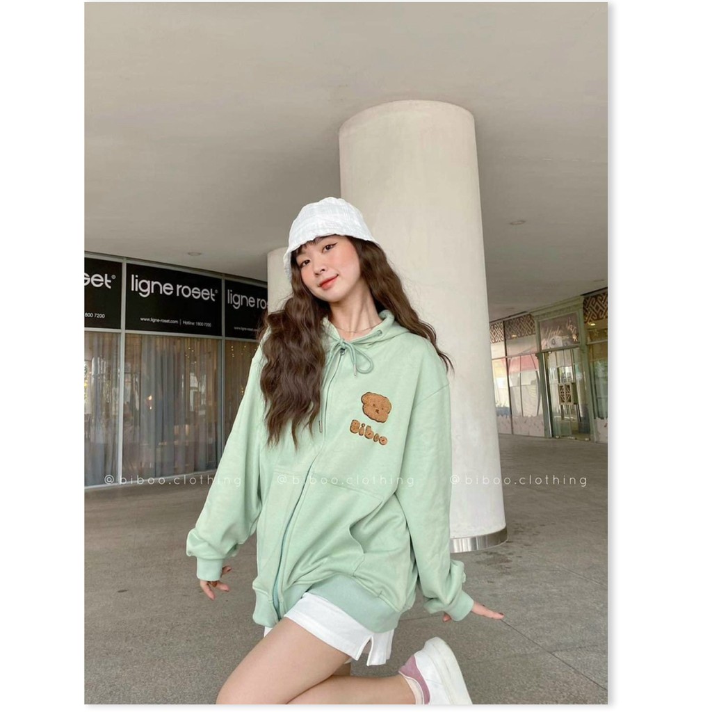 ÁO KHOÁC NỈ DÂY KHOÁ KÉO, ÁO KHOÁC NHẸ CHẤT THUN NỈ MỀM MỊN PHỐI LOGO THÊU ĐẦU GẤU THỜI TRANG HOT | BigBuy360 - bigbuy360.vn