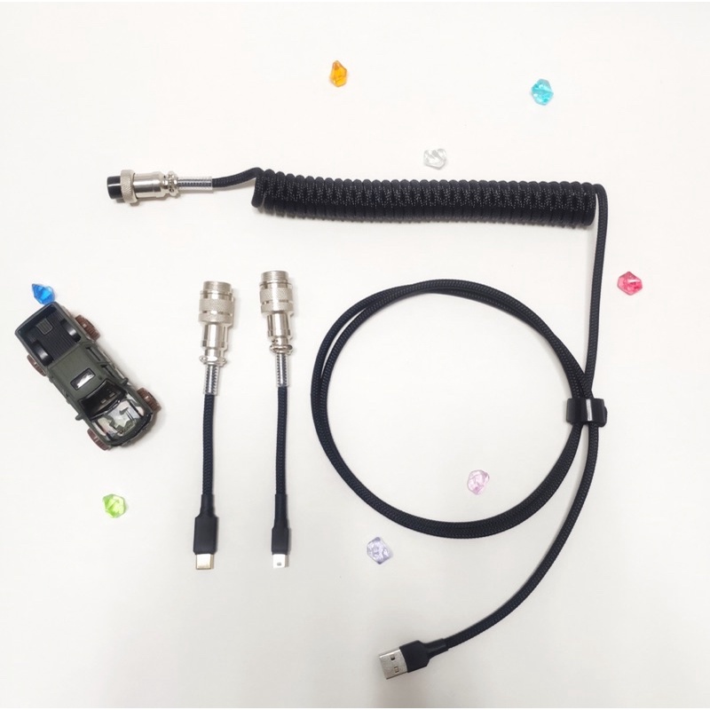 Dây cáp customs bàn phím cơ - 2 đầu kết nối - lò xo liền dây