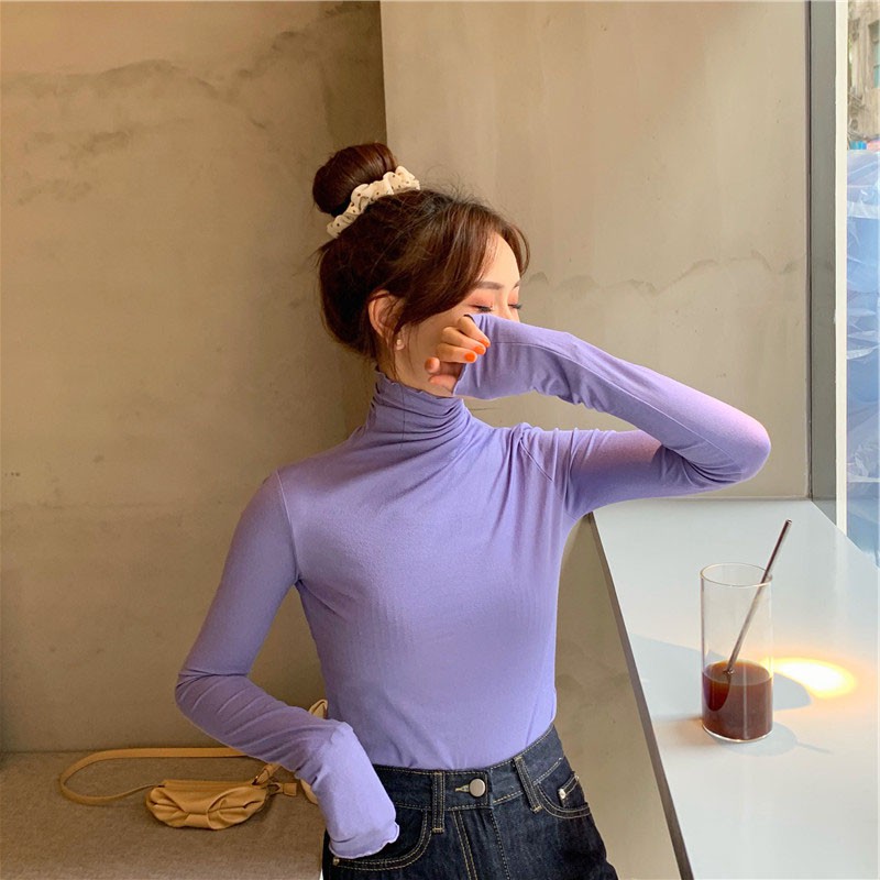 Áo Dệt Kim Mỏng Tay Dài Cổ Cao Ôm Dáng Cho Nữ | BigBuy360 - bigbuy360.vn