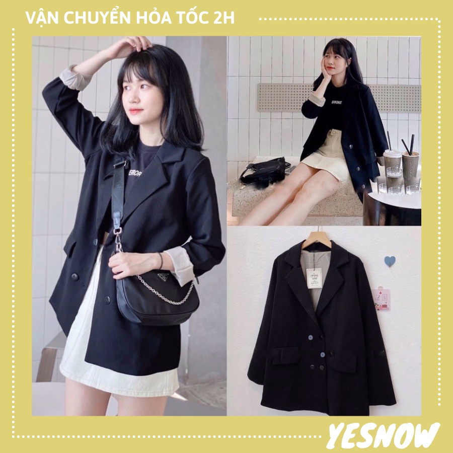 Áo blazer trơn phong cách Hàn Quốc, áo khoác ngoài 1 lớp trơn siêu xinh