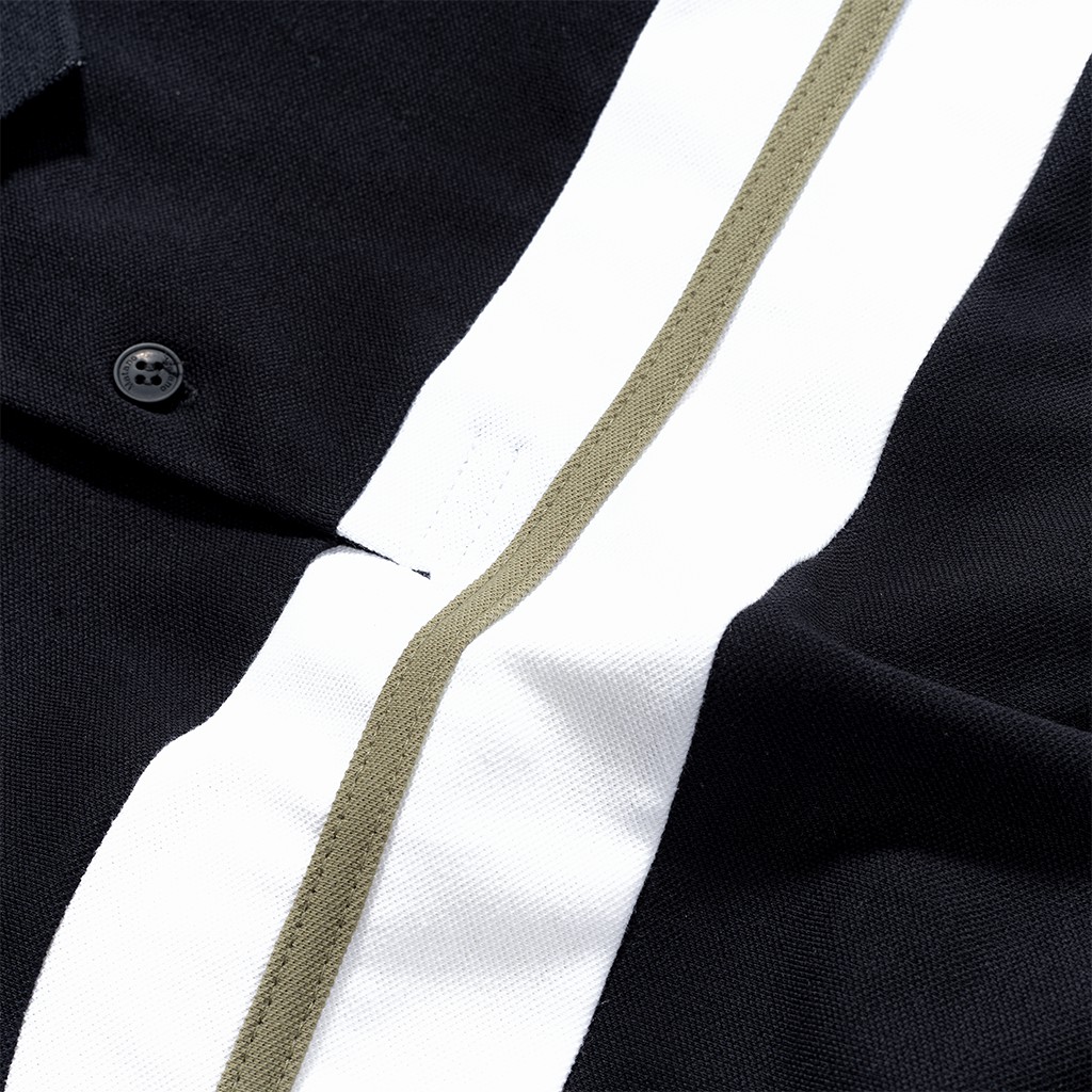 Áo thun polo nam đen có cổ đẹp MATANO - Áo phông polo nam cổ trụ bẻ, vải cá sấu cotton cao cấp, phối màu kẻ ngang 024 | BigBuy360 - bigbuy360.vn