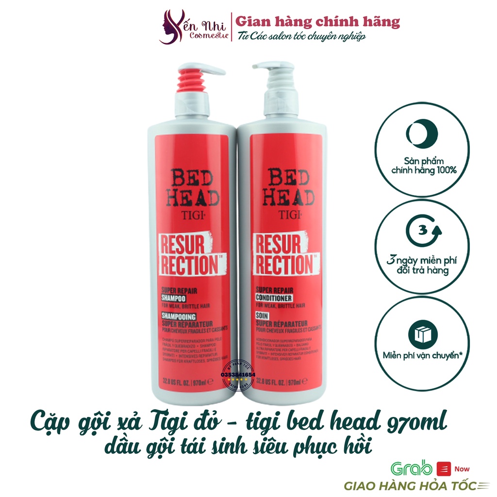 Dầu gội tigi đỏ  tái sinh siêu phục hồi cho tóc khô xơ hư tổn tigi bed head 970ml