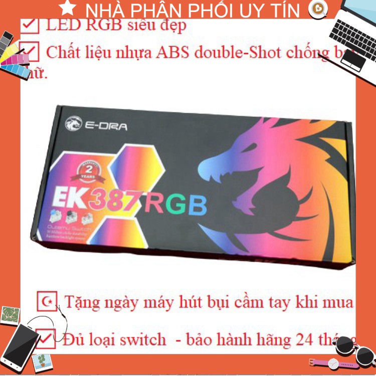 Bàn phím cơ E-DRA EK387 RGB Huano Blue switch Version 2021 | BigBuy360 - bigbuy360.vn